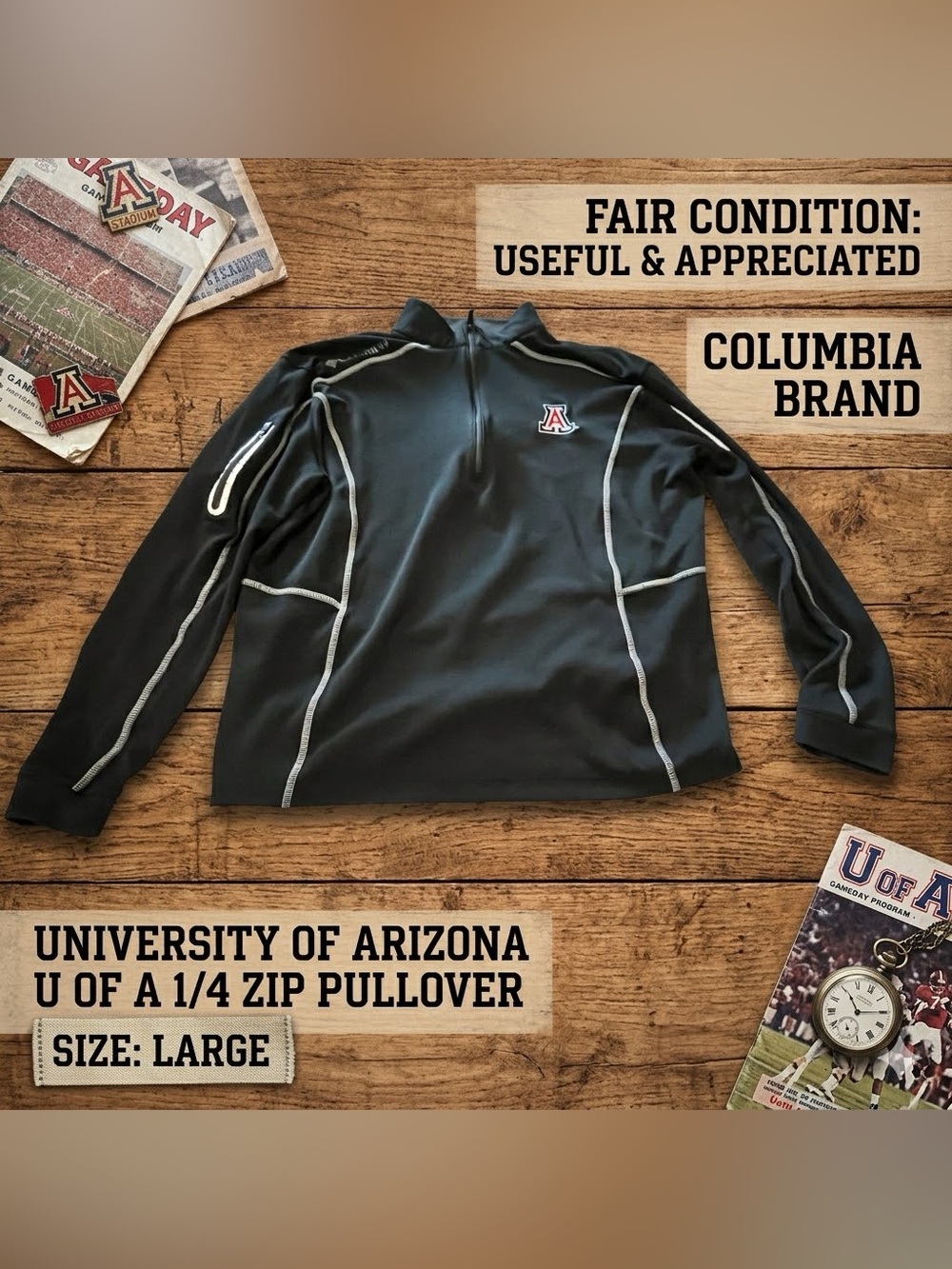 Columbia Men’s Black 1/4 Zip Pullover with Gray Stitching